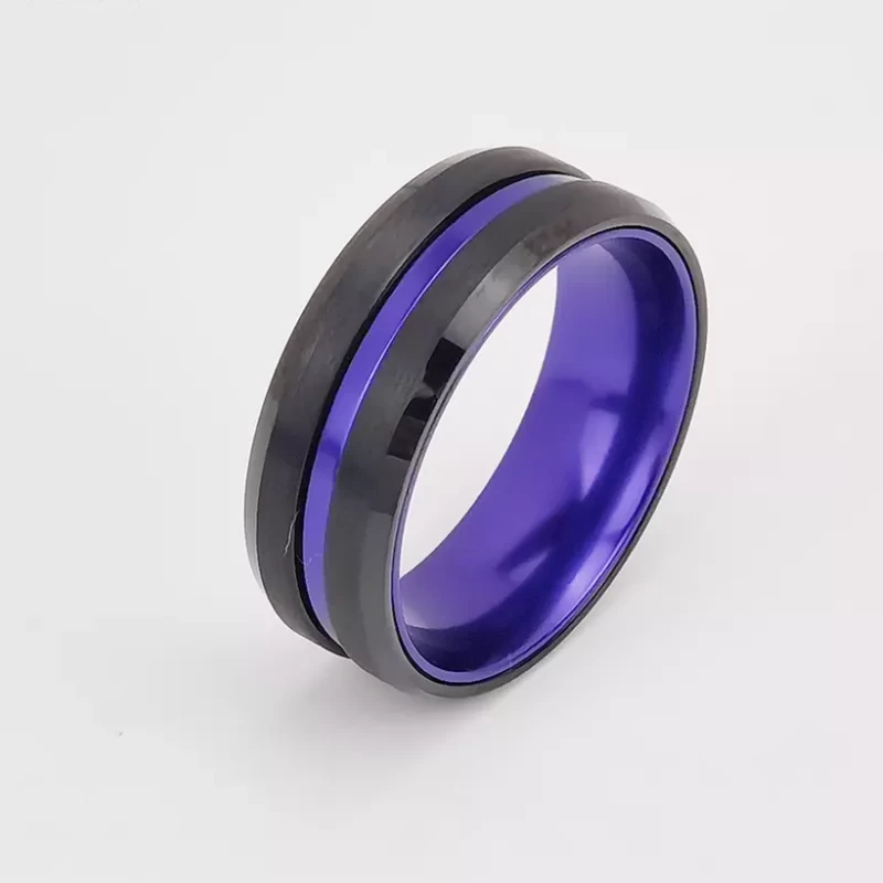 Beveled Tungsten Fishing Line Ring Inlay Ring 11 / 6mm