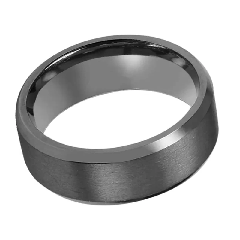 Men Rings Jewelry 8mm Polished and Brushed Beveled Edges Tantalum Mens Wedding Band China Manufacturer