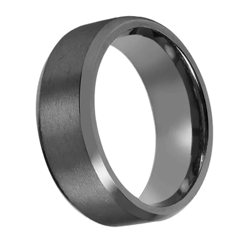 Men Rings Jewelry 8mm Polished and Brushed Beveled Edges Tantalum Mens Wedding Band China Manufacturer