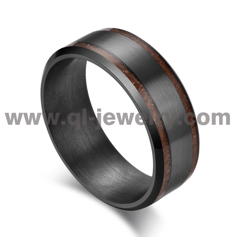 Chine Alliance en métal rare pour hommes femmes 8mm bords biseautés bague en tantale pur avec incrustation de grès orange Fabricants
