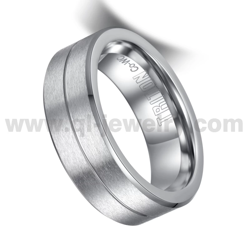 2023 Newest Style Cobalt Wedding Rings 8mm Flat and Beveled Edges Cobalt Ring with Line on the centre China Manufacturer
