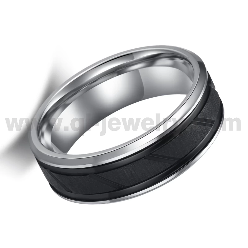 Cina 2023 Fedi nuziali in cobalto più recenti 8mm Anello da uomo in cobalto spazzolato spazzolato e spazzolato con placcatura nera Produttori cinesi