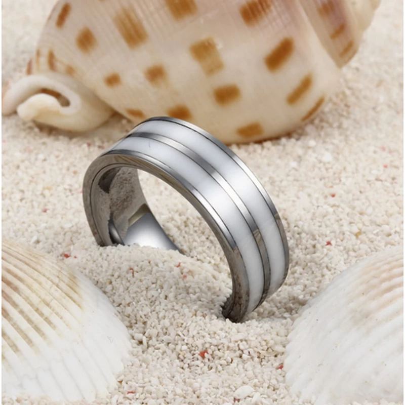 Produttore cinese di fedi nuziali in tungsteno da uomo con anello in ceramica bianca e carburo di tungsteno da 8 mm di design più recente