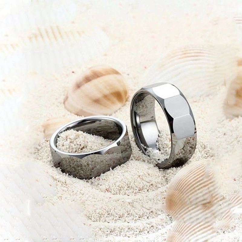 Newest Design 8mm Facet and High Polished Tungsten Carbide Ring Men's Wedding Bands Tungsten Facet Ring China Manufacturer