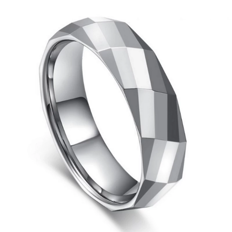 Newest Design 6mm Domed Facet and High Polished Tungsten Carbide Ring Men's Wedding Bands Tungsten Facet Ring China Manufacturer