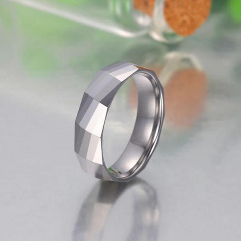Newest Design 6mm Domed Facet and High Polished Tungsten Carbide Ring Men's Wedding Bands Tungsten Facet Ring China Manufacturer