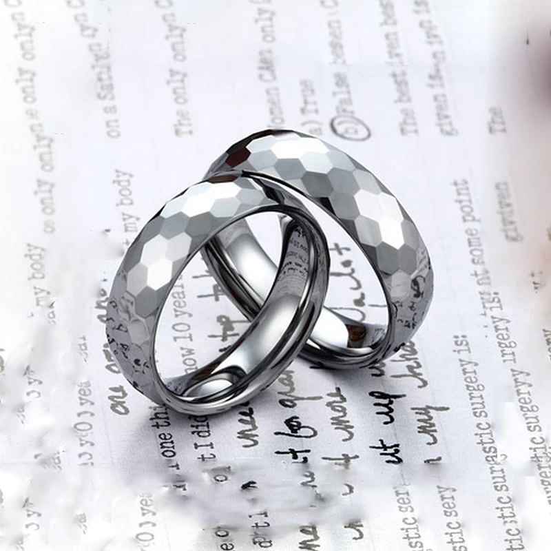 Neuestes Design, 6 mm, gewölbt, facettiert und hochglanzpoliert, Wolframcarbid-Ring, Herren-Ehering, Wolfram-Facettenring, China-Hersteller