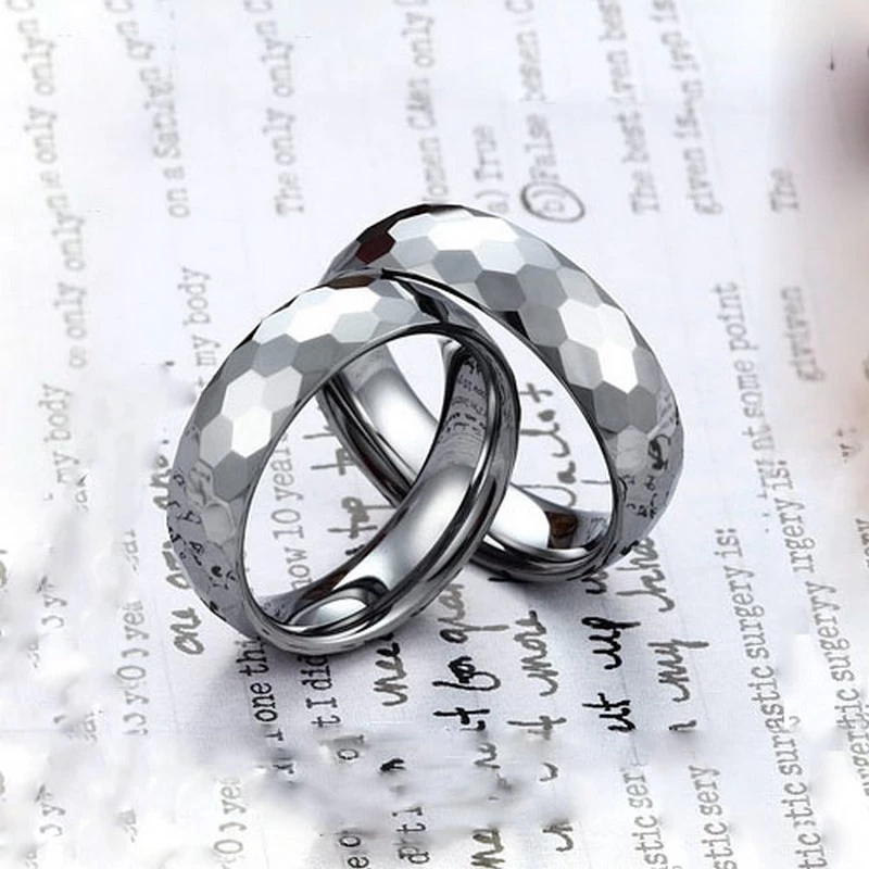 Neuestes Design, 6 mm, gewölbt, facettiert und hochglanzpoliert, Wolframcarbid-Ring, Herren-Ehering, Wolfram-Facettenring, China-Hersteller