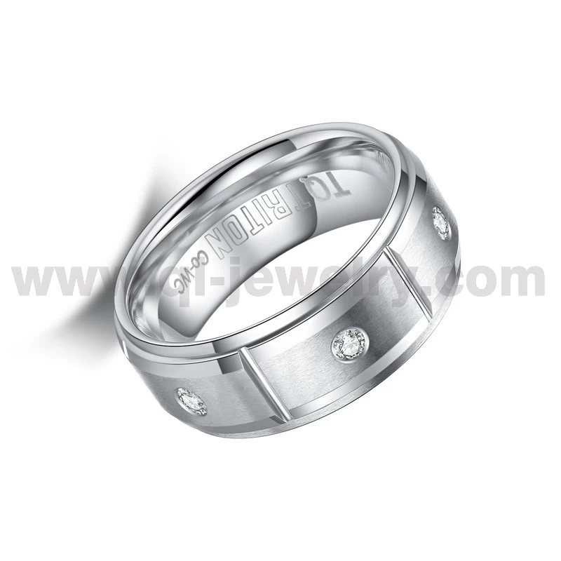 2024 Neueste Kobalt-Eheringe, 8 mm, gebürstete Stufenkanten, Kobalt-Chrom-Ring mit 7 weißen CZ-Steinen, China-Hersteller