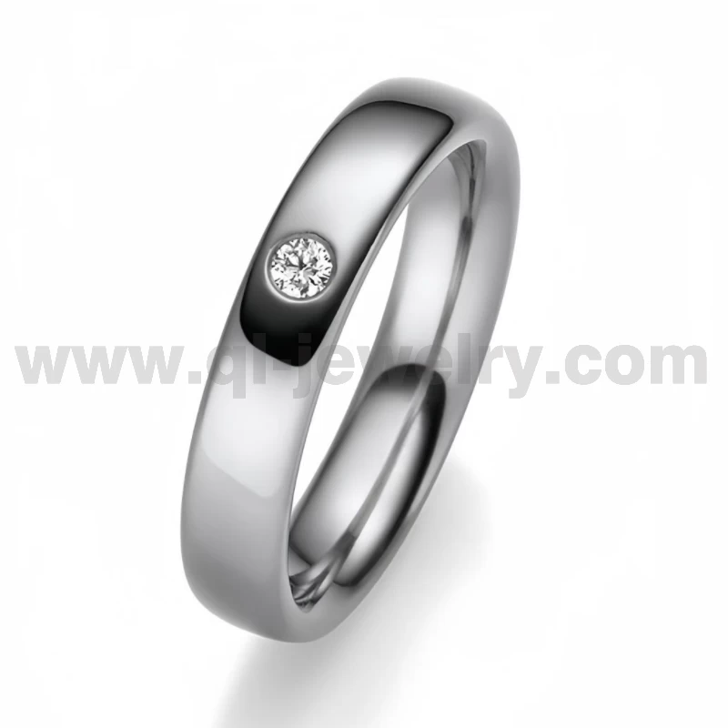 Rare Metal Pure Tantalum Couple Rings 5mm Domed High Polished Tantalum Ring Inset with Diamond China Manufacturer