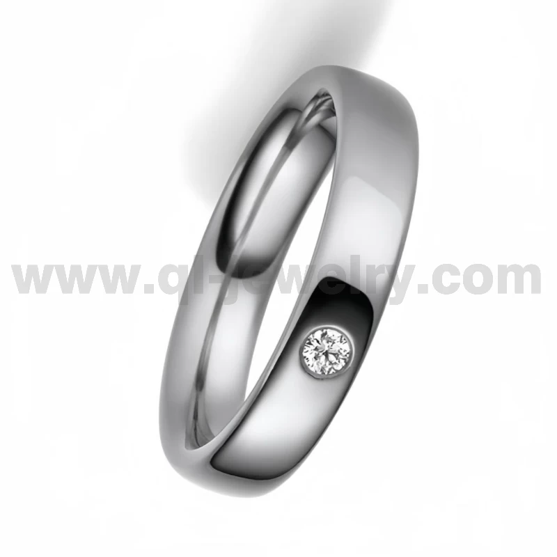 Rare Metal Pure Tantalum Couple Rings 5mm Domed High Polished Tantalum Ring Inset with Diamond China Manufacturer