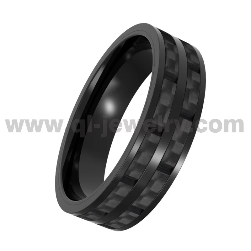 Light Weight Forged Carbon Fiber Ring 8mm Black Carbon Fiber and Titanium Ring Wedding Bands China Manufacturer
