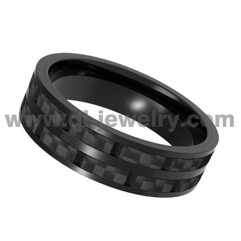 Light Weight Forged Carbon Fiber Ring 8mm Black Carbon Fiber and Titanium Ring Wedding Bands China Manufacturer