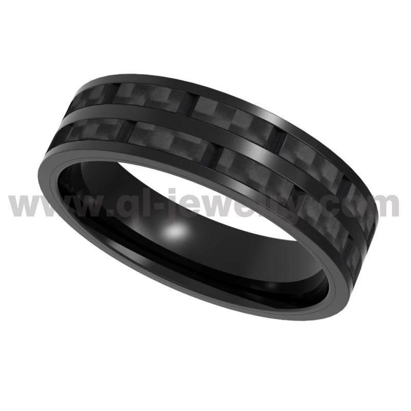 Light Weight Forged Carbon Fiber Ring 8mm Black Carbon Fiber and Titanium Ring Wedding Bands China Manufacturer