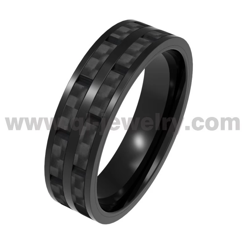 Light Weight Forged Carbon Fiber Ring 8mm Black Carbon Fiber and Titanium Ring Wedding Bands China Manufacturer