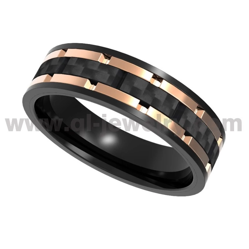 8mm Titanium and Carbon Fiber Ring Tech Meets Unique Design Black Carbon Fiber Wedding Bands China Manufacturer
