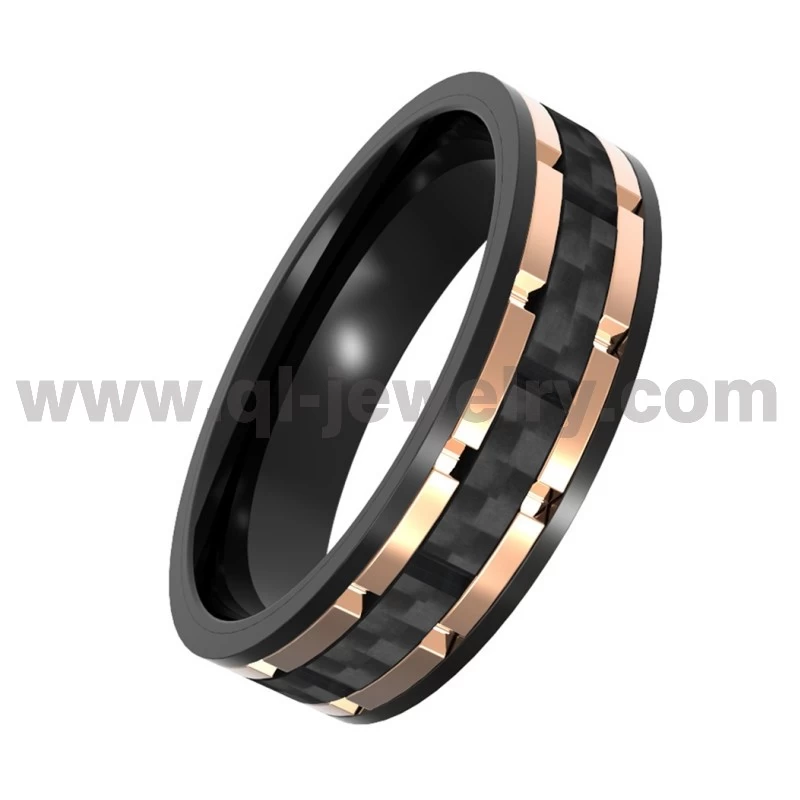 8mm Titanium and Carbon Fiber Ring Tech Meets Unique Design Black Carbon Fiber Wedding Bands China Manufacturer