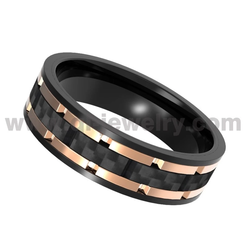8mm Titanium and Carbon Fiber Ring Tech Meets Unique Design Black Carbon Fiber Wedding Bands China Manufacturer