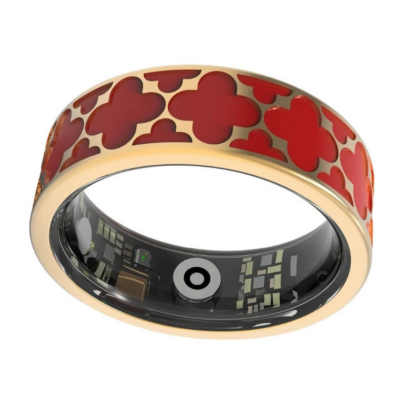 Titanio de oro rosa y esmalte rojo anillo inteligente ritmo cardíaco oxígeno ejercicio de sueño Cámara impermeable cámara bluetooth fabricante de porcelana