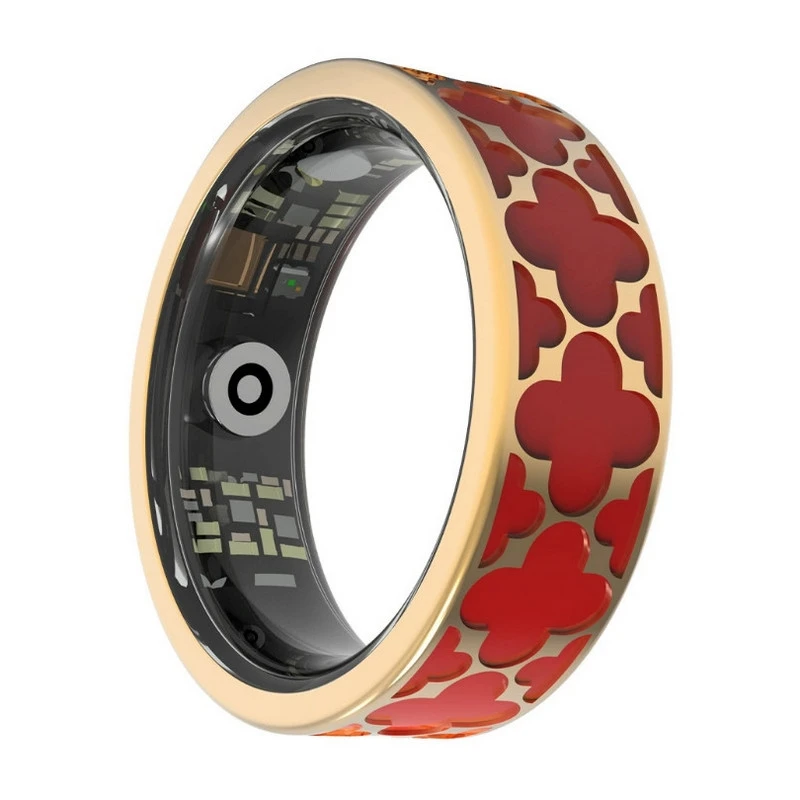 Titanio de oro rosa y esmalte rojo anillo inteligente ritmo cardíaco oxígeno ejercicio de sueño Cámara impermeable cámara bluetooth fabricante de porcelana