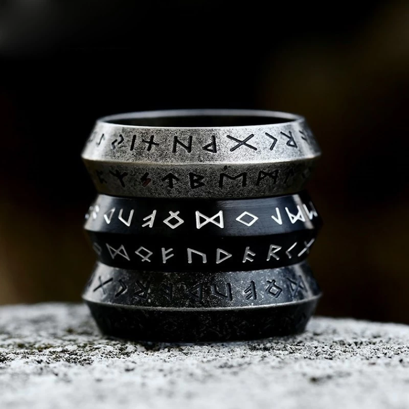 Новый простой дизайн Odin Norse Viking Amulet Rune Rings для мужчин винтажные украшения из нержавеющей стали оптом