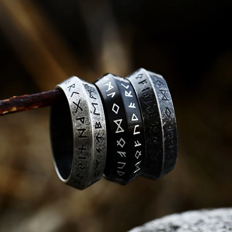 Новый простой дизайн Odin Norse Viking Amulet Rune Rings для мужчин винтажные украшения из нержавеющей стали оптом
