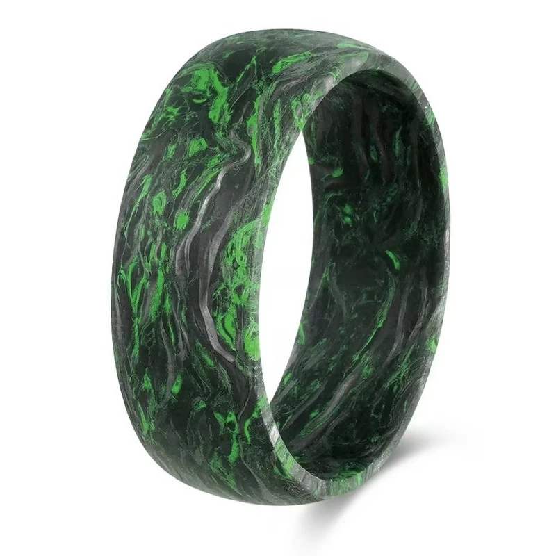High-quality Materials Green Burl Forged Carbon Fiber Wedding Ring for Men China Manufacturer