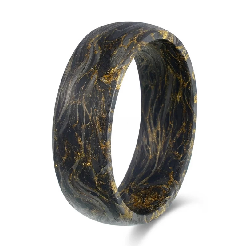 Materiales de alta calidad Anillo de boda de fibra de carbono forjado de burl amarillo para hombres Fabricante de China
