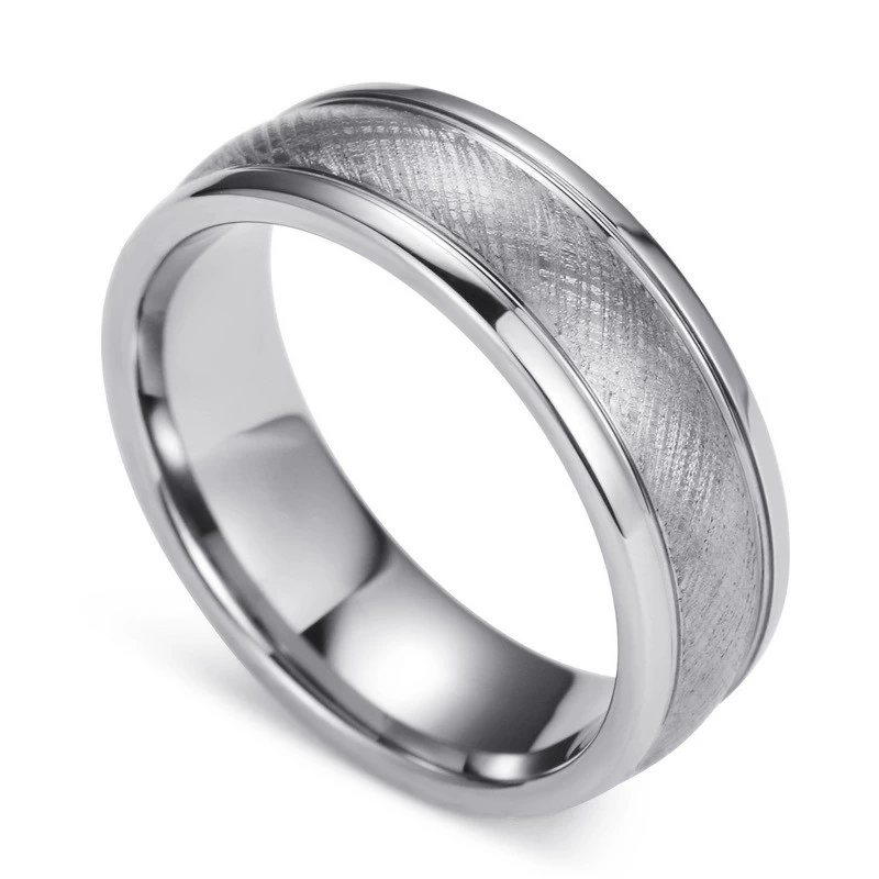 8mm Wolfram -Carbid -Ring - Draht gebürstetes Industrie -Ehering | Hypoallergenic Solid Wolfring Ring für Männer & Frauen (Größen 5-16) | Großhandel Hersteller direkt