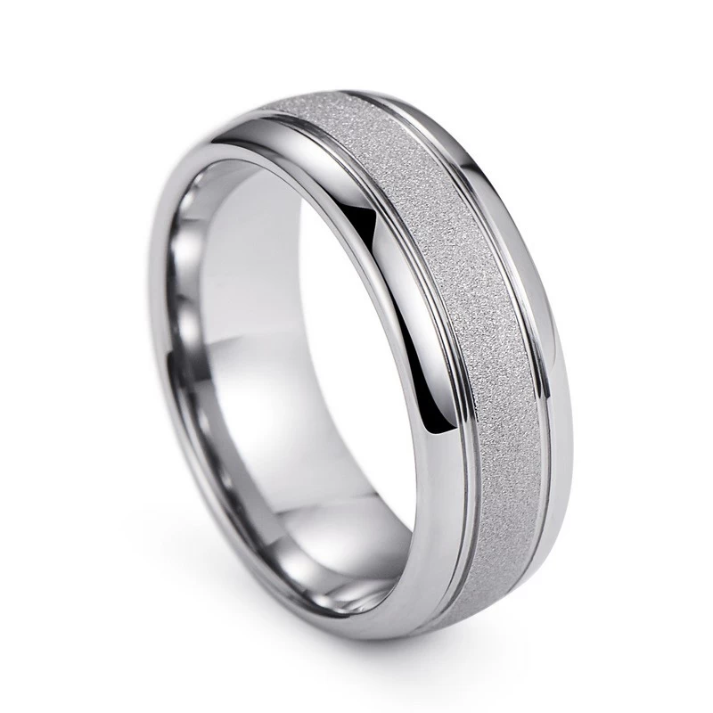Sandstrahlter Finish | 8mm Comfort Fit Ehering für Männer & Frauen | Hypoallergener, kratzfestem Wolfram-Carbid-Ring (Größen 6-14) | Großhandel verfügbar