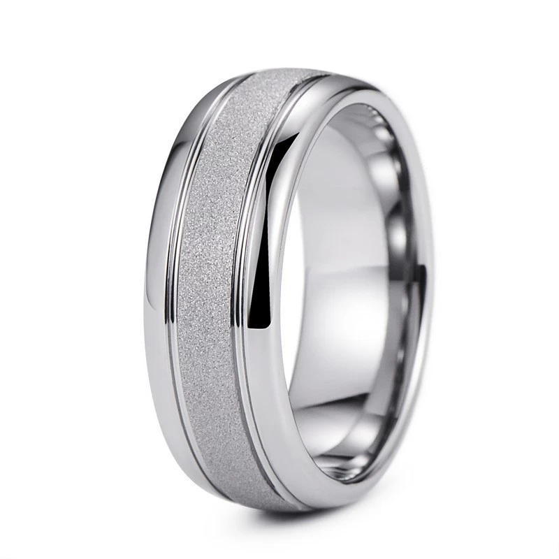 Sandstrahlter Finish | 8mm Comfort Fit Ehering für Männer & Frauen | Hypoallergener, kratzfestem Wolfram-Carbid-Ring (Größen 6-14) | Großhandel verfügbar