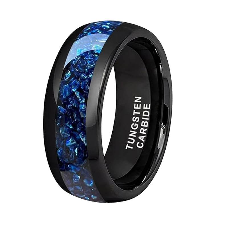 Großhandelspaarer Tungsten-Carbide-Opalringe-8mm Lichtbogenelektro-Schwarz, passende Liebesbänder China Hersteller