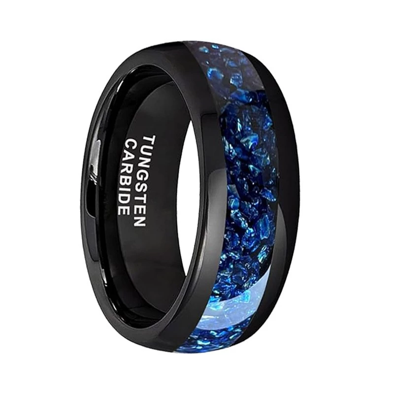 Großhandelspaarer Tungsten-Carbide-Opalringe-8mm Lichtbogenelektro-Schwarz, passende Liebesbänder China Hersteller
