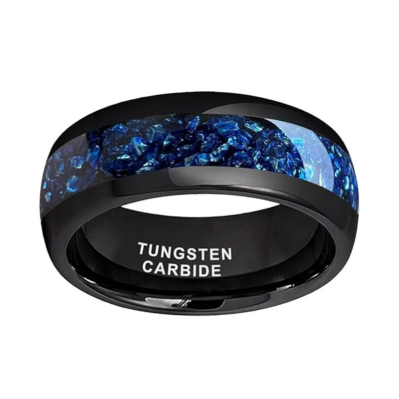 Großhandelspaarer Tungsten-Carbide-Opalringe-8mm Lichtbogenelektro-Schwarz, passende Liebesbänder China Hersteller