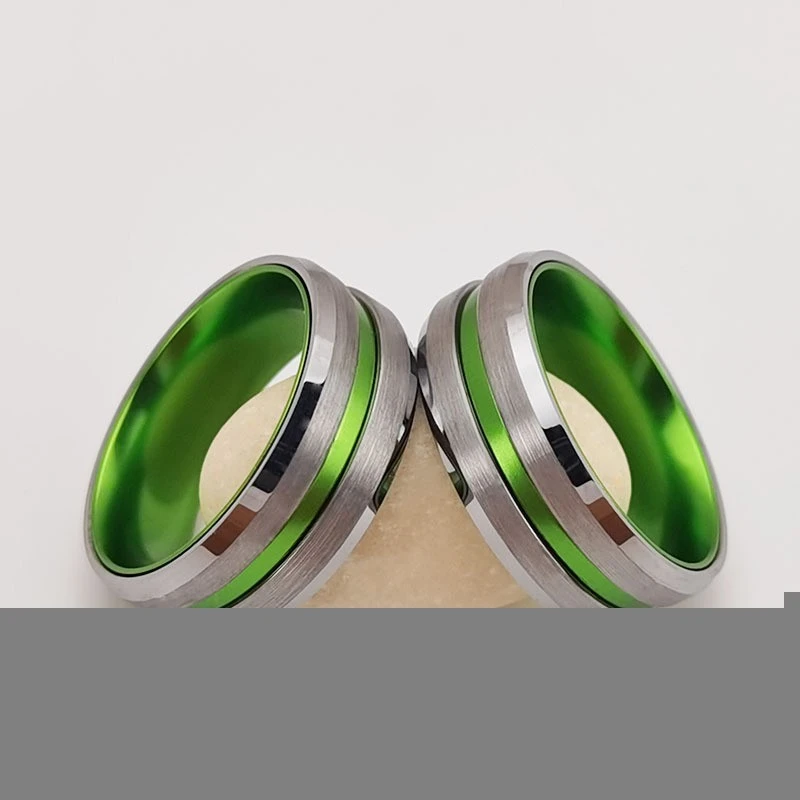 Factory Direct & In Stock Tungsten Wedding Bands Green Plated Aluminum Core for Comfort, All Sizes Available, Quick Shipping China Supplier