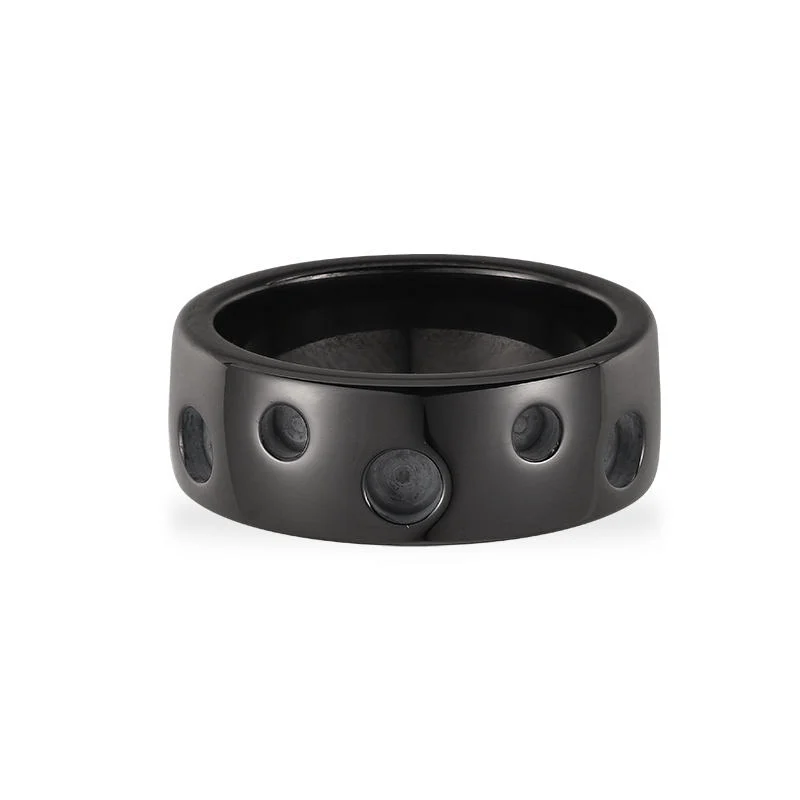 Anillo de cerámica en blanco de 8 mm de ancho con orificios decorativos, blanco y negro para fabricación de joyas y accesorios de bricolaje Fabricante de China