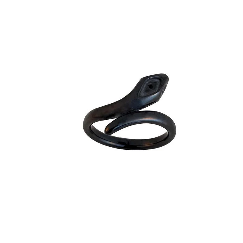 Jewelry Making Component - Black Ceramic Blank Ring with Snake Motif, for Gold & Silver Setting China Manufacrturer