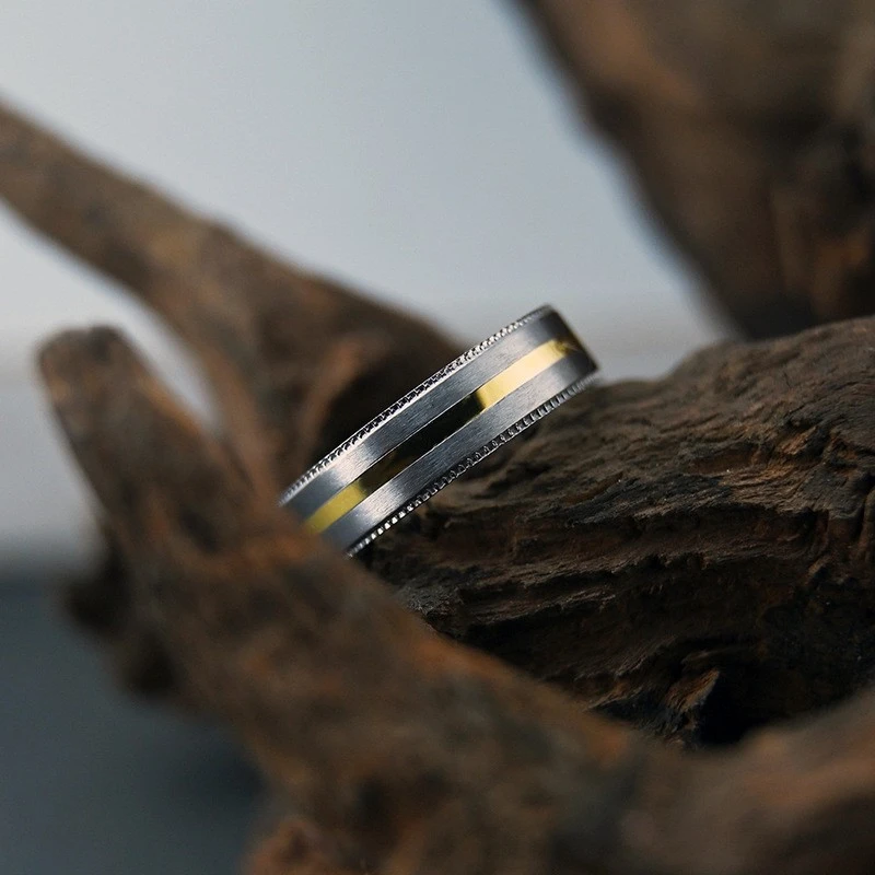 Tantal-Eheringe mit Goldkanal für Paare im Großhandel – seltene passende Metallringe mit ausgezeichneter Korrosionsbeständigkeit, China-Lieferant