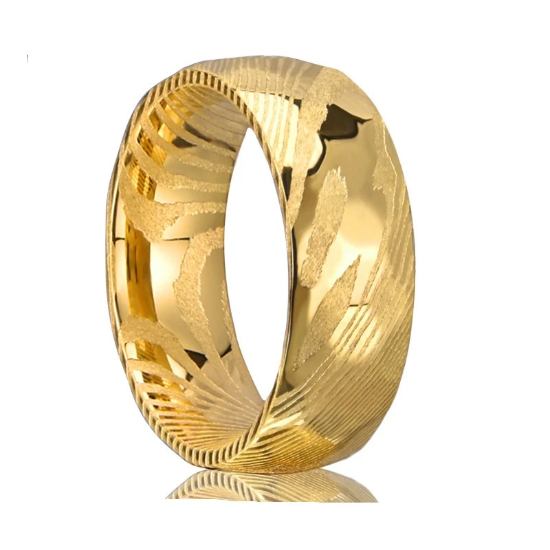 Chine Bague de Damas incurvée forgée à la main pour hommes - Largeur de 8 mm avec finition en or 18 carats Fabricants