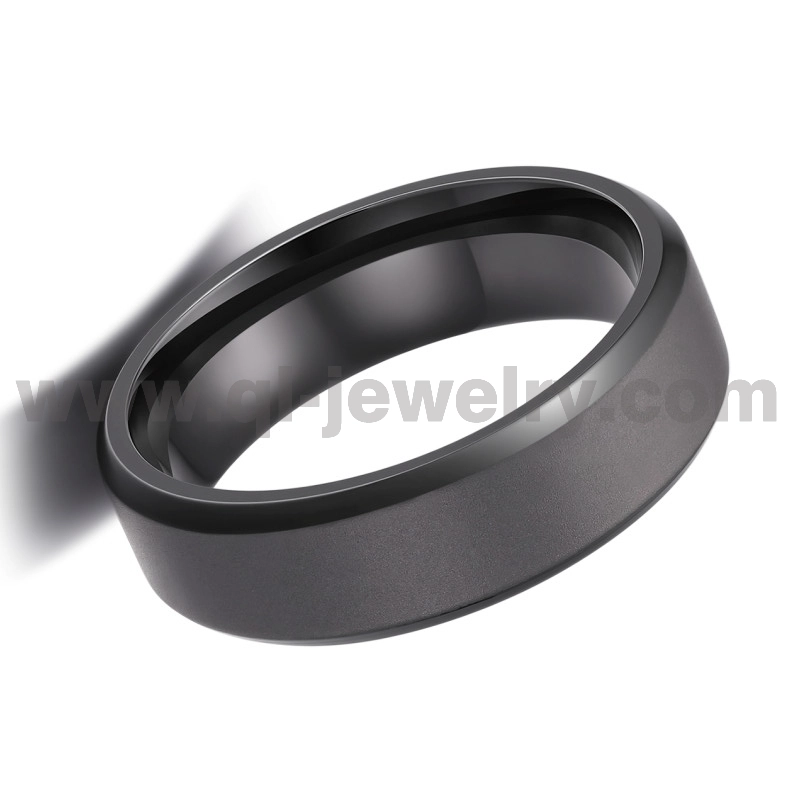 OEM/ODM-Herren-Ehering: 6 mm flacher, abgeschrägter Rand, sandgestrahlter und geschwärzter Ring aus reinem Tantal