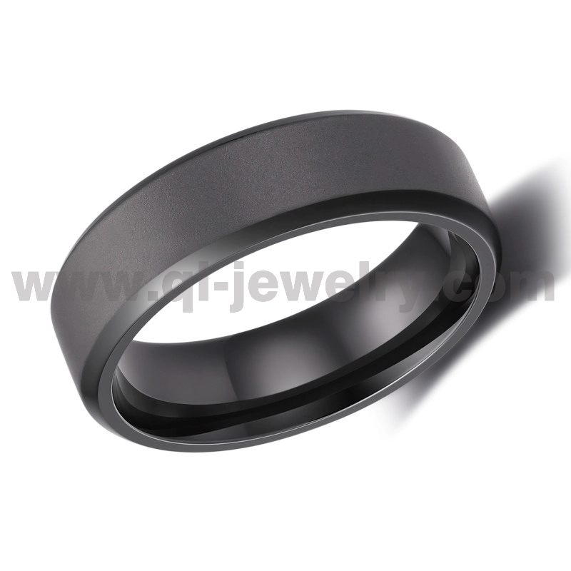 OEM/ODM-Herren-Ehering: 6 mm flacher, abgeschrägter Rand, sandgestrahlter und geschwärzter Ring aus reinem Tantal
