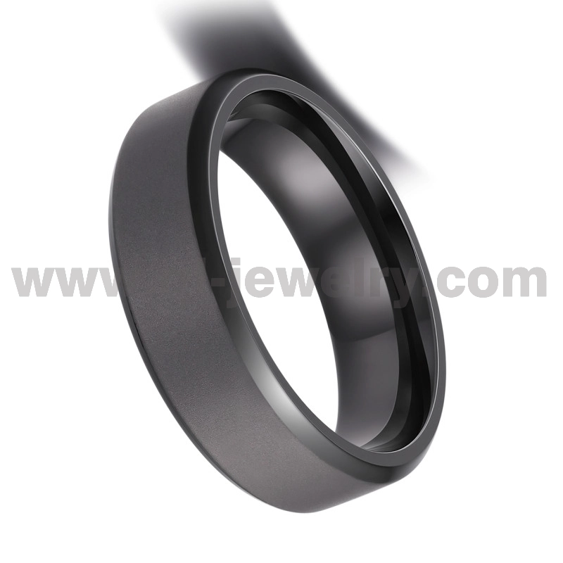 OEM/ODM-Herren-Ehering: 6 mm flacher, abgeschrägter Rand, sandgestrahlter und geschwärzter Ring aus reinem Tantal