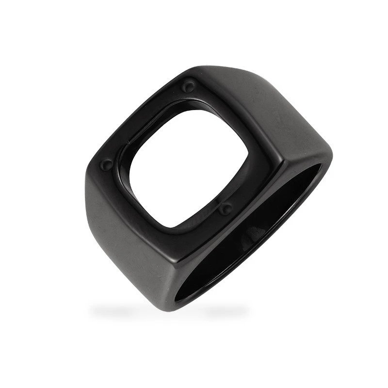 Premium Wholesale Zirconia Ceramic Ring for Men with Inlaid Square Design