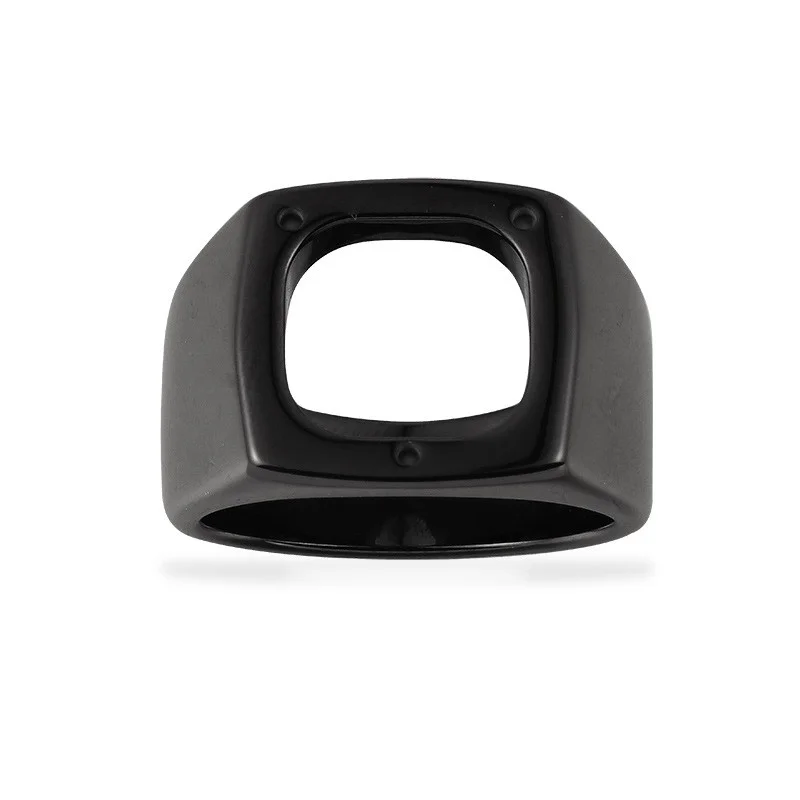 Premium Wholesale Zirconia Ceramic Ring for Men with Inlaid Square Design