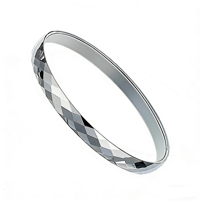 6mm Diamond-Facetted Electroplated Tungsten Bracelet Tungsten Bangle for Wholesale