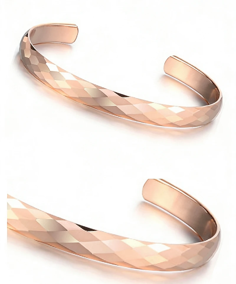 Brazalete de carburo de tungsteno facetado con diamantes de primera calidad de 6 mm con acabado en oro rosa