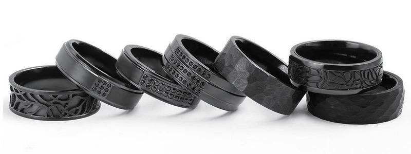 Großhandel mit individuell graviertem 8-mm-Hohlring aus schwarzem Zirkonium für Männer