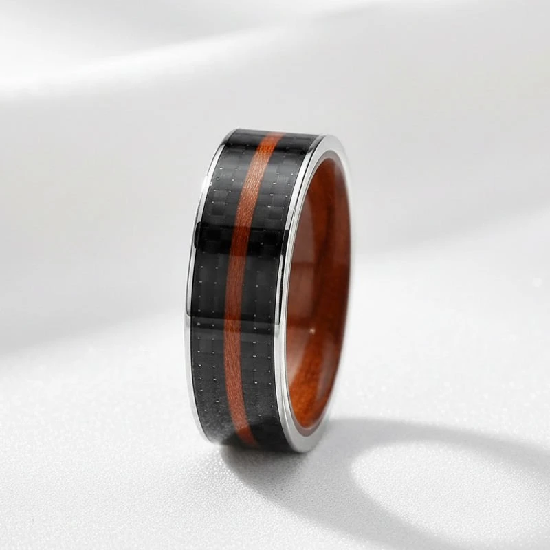 Bagues de mariage en tungstène avec incrustation de bois de rose naturel et de fibre de carbone vintage de qualité supérieure – Vente en gros en vrac pour les détaillants de bijoux