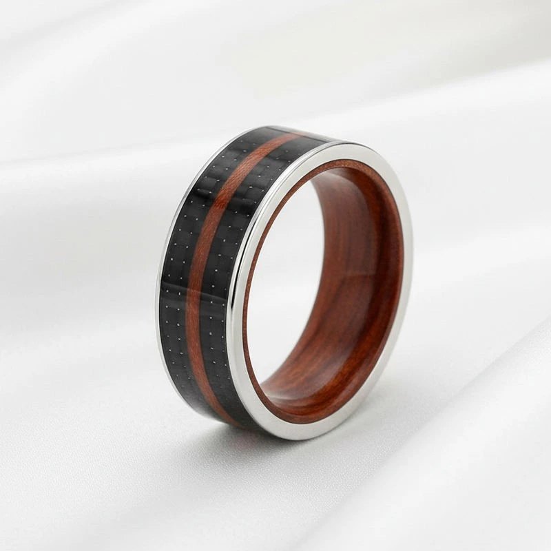 Bagues de mariage en tungstène avec incrustation de bois de rose naturel et de fibre de carbone vintage de qualité supérieure – Vente en gros en vrac pour les détaillants de bijoux