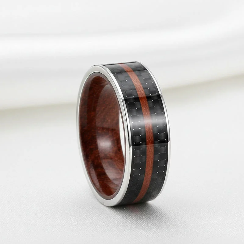 Bagues de mariage en tungstène avec incrustation de bois de rose naturel et de fibre de carbone vintage de qualité supérieure – Vente en gros en vrac pour les détaillants de bijoux